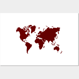 carmine red world map Posters and Art